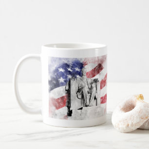 Lincoln Memorial Aquarell mit amerikanischer Flagg Kaffeetasse