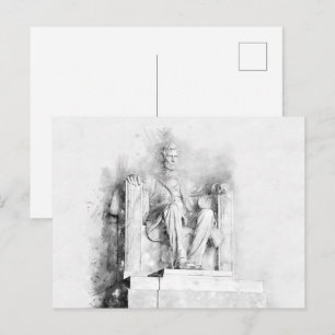 Lincoln Memorial Aquarell- und Bleistiftzeichnung Postkarte