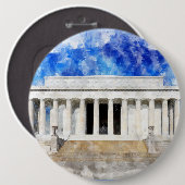 Lincoln Memorial Fassade in Aquarell Button (Vorne & Hinten)