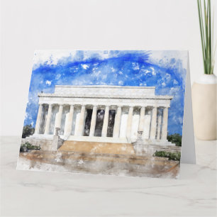 Lincoln Memorial Fassade in Aquarell Dankeskarte