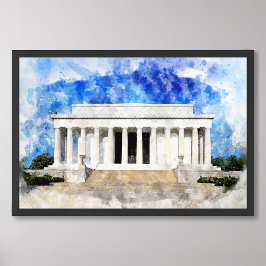 Lincoln Memorial Fassade in Aquarell Fotodruck