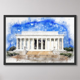 Lincoln Memorial Fassade in Aquarell Fotodruck