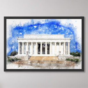 Lincoln Memorial Fassade in Aquarell Fotodruck