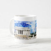 Lincoln Memorial Fassade in Aquarell Kaffeetasse (Vorderseite Links)