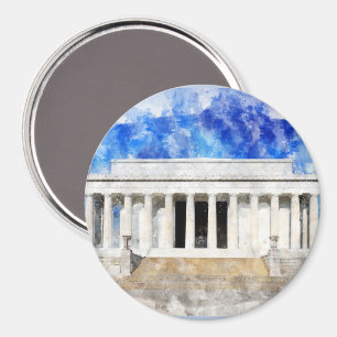 Lincoln Memorial Fassade in Aquarell Magnet