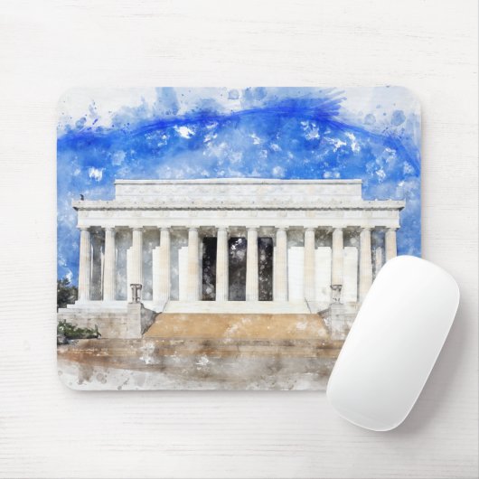 Lincoln Memorial Fassade in Aquarell Mousepad (Mit Mouse)