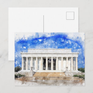 Lincoln Memorial Fassade in Aquarell Postkarte