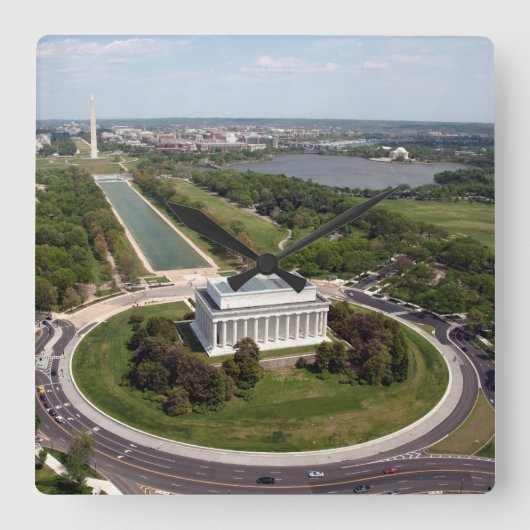 Lincoln Memorial Quadratische Wanduhr (Vorderseite)