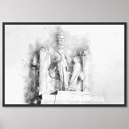 Lincoln Memorial Wasserfarbe und Bleistift gezeich Fotodruck