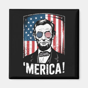 Lincoln Merica 4. Juli Amerikanische Flagge Vintag Magnet