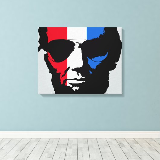 Lincoln mit Aviator-Sonnenbrille - Red White Blue Leinwanddruck (Insitu (Holzboden))
