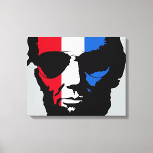 Lincoln mit Piloten-Sonnenbrille - Rot Weiß Blau Leinwanddruck