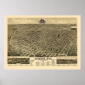 Lincoln, NE Panoramic Map - 1889 Poster (Vorne)