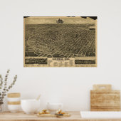 Lincoln Nebraska 1889 Antike Panoramakarte Poster (Küche)