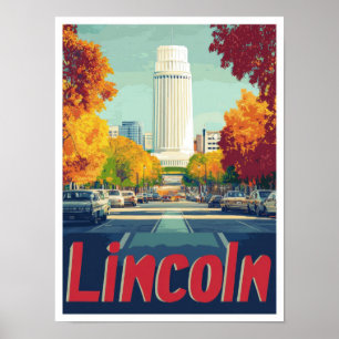 Lincoln Nebraska Art Vintage Poster