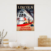 Lincoln Nebraska Denver Zephyrs Burlington Route Poster (Küche)