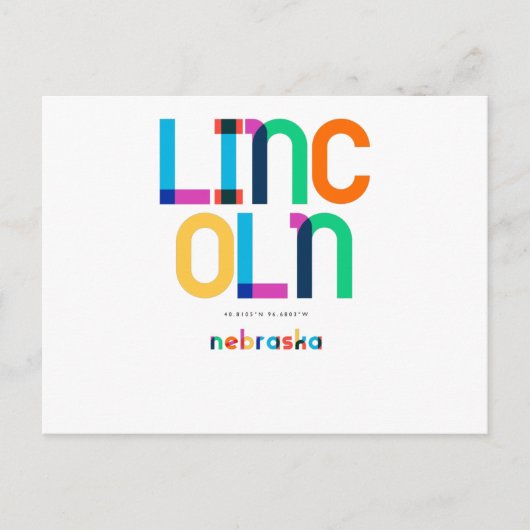 Lincoln Nebraska Mitte Jahrhundert, Pop Art, Postkarte (Vorderseite)