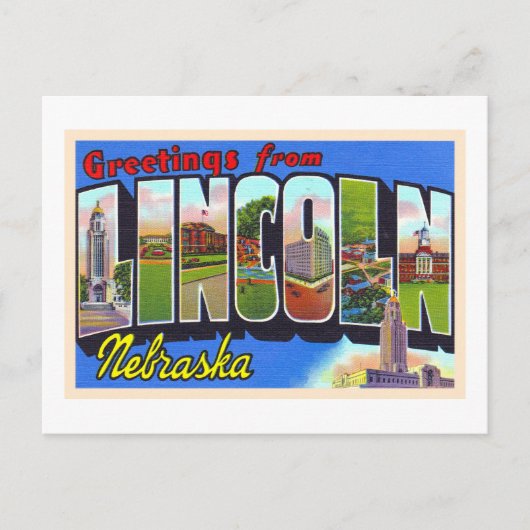 Lincoln Nebraska NE Vintager Großbuchstabe Postkar Postkarte (Vorderseite)
