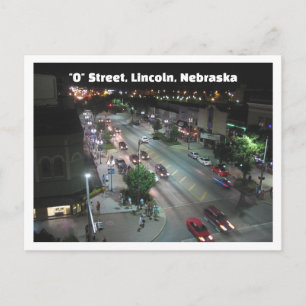 Lincoln Nebraska "O" Street bei Nacht Postkarte