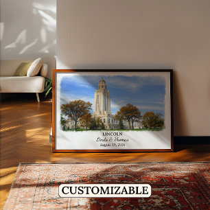 Lincoln Nebraska Poster, Aquarell, Maßgeschneidert Poster