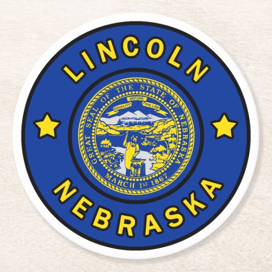 Lincoln Nebraska Runder Pappuntersetzer (Vorderseite)