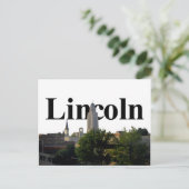 Lincoln, Nebraska Skyline mit Lincoln im Himmel Postkarte (Stehend Vorderseite)