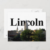 Lincoln, Nebraska Skyline mit Lincoln im Himmel Postkarte (Vorne/Hinten)