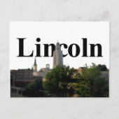Lincoln, Nebraska Skyline mit Lincoln im Himmel Postkarte (Vorderseite)