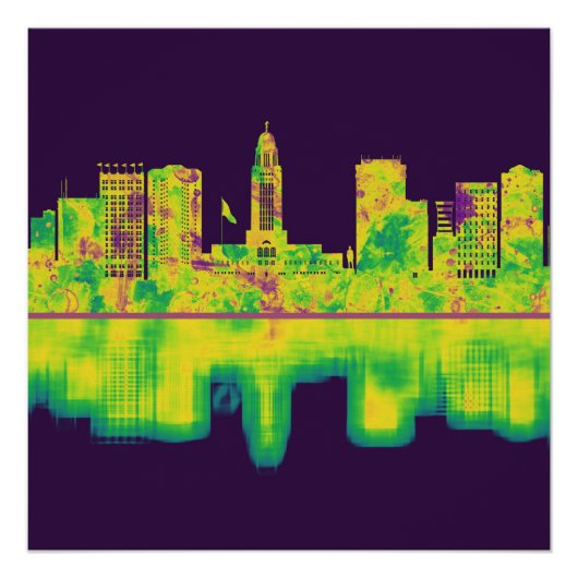 Lincoln Nebraska Skyline Poster (Vorderseite)