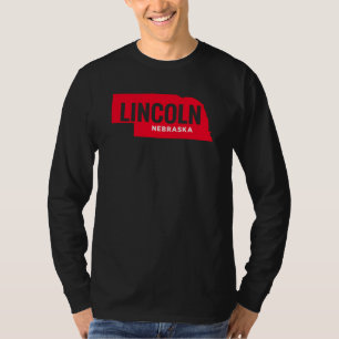 Lincoln Nebraska Staat Kontur   Bold Red Midwest T-Shirt