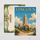 Lincoln Nebraska State Capitol GeoSaga Postkarte (Vorne/Hinten)