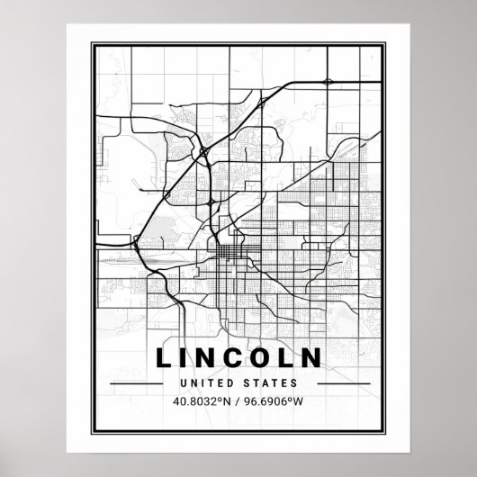 Lincoln Nebraska USA Travel City Map Poster (Vorne)