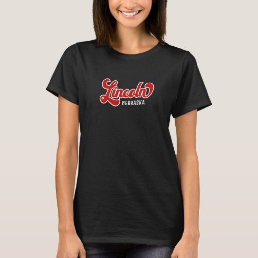 Lincoln Nebraska Vintag Athletic Script Red T-Shirt (Vorderseite)