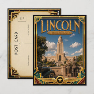 Lincoln Nebraska Vintage Art Deco Goldenes Zeitalt Postkarte