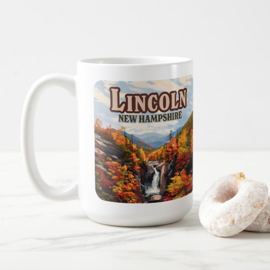 Lincoln New Hampshire Franconia Falls Herbst Kaffeetasse (Mit Donut)