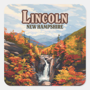 Lincoln New Hampshire Franconia Falls Herbst Quadratischer Aufkleber