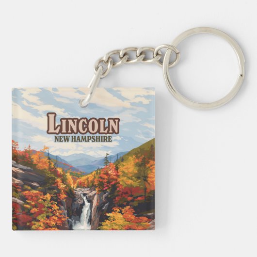 Lincoln New Hampshire Franconia Falls Herbst Schlüsselanhänger (Rückseite)