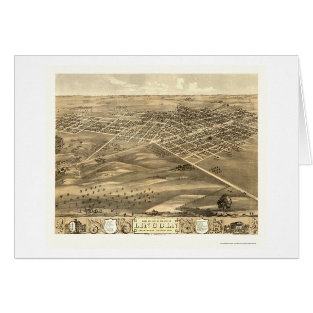 Lincoln, panoramische Karte IL - 1869 (Vorderseite (Horizontal))