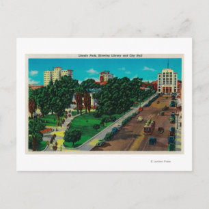 Lincoln Park zeigt Bibliothek und Rathaus Postkarte