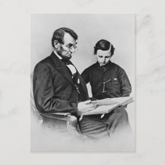 Lincoln Postcard - Lesung mit Sohn Tad, 1864 Postkarte (Vorderseite)
