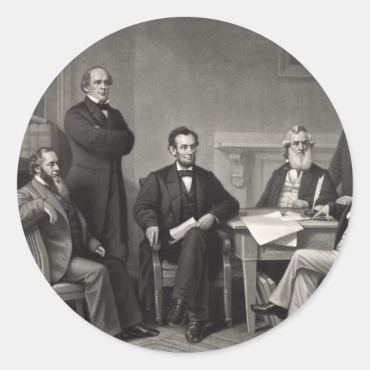 Lincoln Reading the Emanzipation Proclamation Runder Aufkleber (Vorderseite)