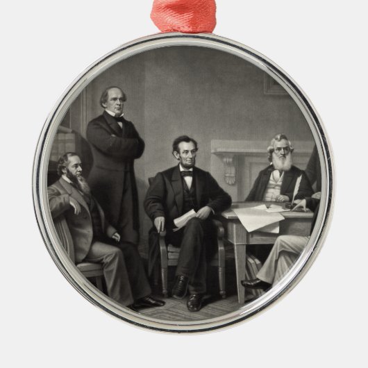Lincoln Reading the Emanzipation Proclamation Silbernes Ornament (Vorne)