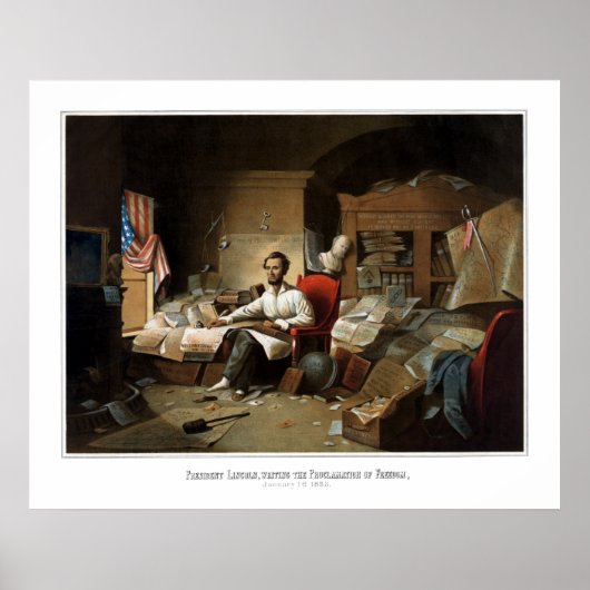 Lincoln schreibt die Emanzipationsankündigung Poster (Vorne)