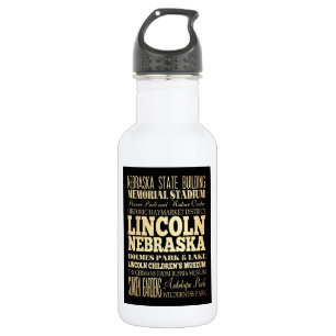 Lincoln-Stadt der Nebraska-Typografie-Kunst Edelstahlflasche