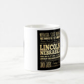 Lincoln-Stadt der Nebraska-Typografie-Kunst Kaffeetasse (VorderseiteRechts)