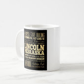 Lincoln-Stadt der Nebraska-Typografie-Kunst Kaffeetasse (Vorderseite Links)