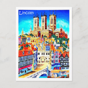 Lincoln Stadt, England, Illustration, vintage Postkarte