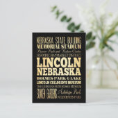 Lincoln Stadt Nebraska Typografie Kunst Postkarte (Stehend Vorderseite)