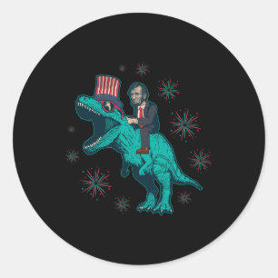 Lincoln T Rex Dinosaur 4. Juli Amerikanische Flagg Runder Aufkleber