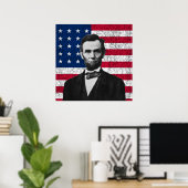 Lincoln und die amerikanische Flagge Poster (Heimbüro)